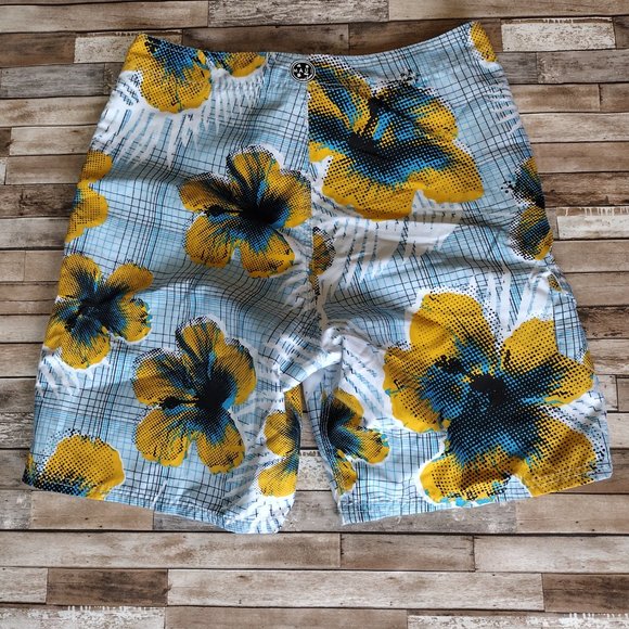 Maui And Sons Board Shorts Mens Size 34 Multicolor Floral Beach Swim Trunks - Picture 2 of 12